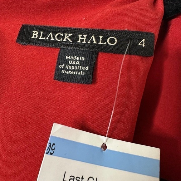 NWT Black Halo Bonfire Red Crete Tailored Ruffle Midi Dress Women's Size 4 - Picture 6 of 6